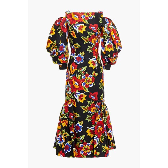 NWT. $3435 CAROLINA HERRERA Cold-shoulder midi dress Sz 6 - Picture 7 of 16